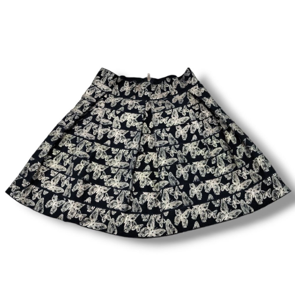 Guess Skirt Size Small Womens Pleated A-Line Skirt Gold Butterflies Circle Skirt